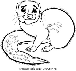 Black and White Cartoon Vector Illustration of Funny Mongoose Animal for Coloring Book