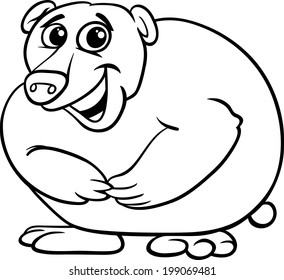 Black and White Cartoon Vector Illustration of Funny Wild Bear Animal for Coloring Book