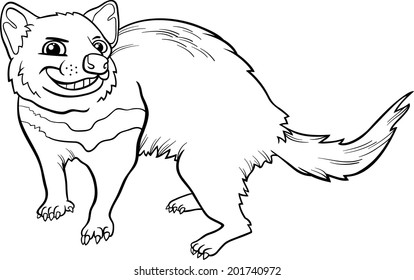 Black and White Cartoon Vector Illustration of Funny Tasmanian Devil Marsupial Animal for Coloring Book