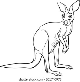 Black and White Cartoon Vector Illustration of Funny Kangaroo Animal for Coloring Book