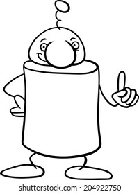 Black and White Cartoon Vector Illustration of Funny Fantasy Character or Strange Alien for Coloring Book