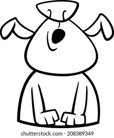 Black and White Cartoon Vector Illustration of Funny Howling Dog or Puppy for Coloring Book