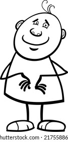Black and White Cartoon Vector Illustration of Funny Little Man Character for Coloring Book
