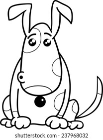 Black and White Cartoon Vector Illustration of Funny Surprised Dog Character for Coloring Book