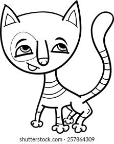 Black and White Cartoon Vector Illustration of Cute Kitten for Coloring Book