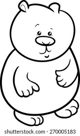Black and White Cartoon Vector Illustration of Cute Baby Bear Wild Animal for Coloring Book
