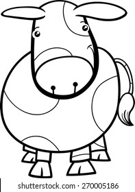 Black and White Cartoon Vector Illustration of Cute Baby Cow or Calf Farm Animal for Coloring Book