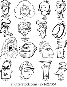 Vector de dibujos animados en blanco y negro Ilustración de personajes personajes personajes de personas definida