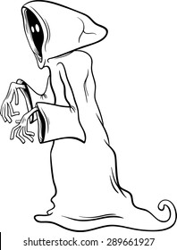 Black and White Cartoon Vector Illustration of Funny Ghost or Phantom Halloween Character for Coloring Book