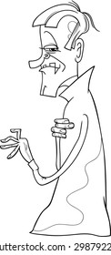 Black and White Cartoon Vector Illustration of Scary Vampire or Count Dracula for Coloring Book