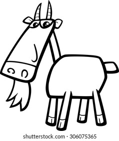 Black and White Cartoon Vector Illustration of Goat Farm Animal Character for Coloring Book
