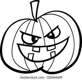 Black and White Cartoon Vector Illustration of Jack Lantern Halloween Pumpkin for Coloring Book