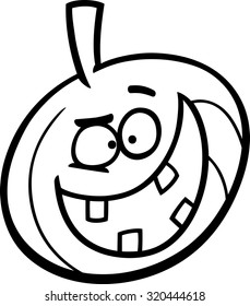 Black and White Cartoon Vector Illustration of Funny Halloween Pumpkin Clip Art for Coloring Book