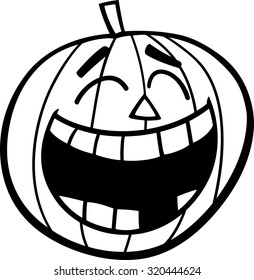 Black and White Cartoon Vector Illustration of Laughing Halloween Pumpkin Clip Art for Coloring Book