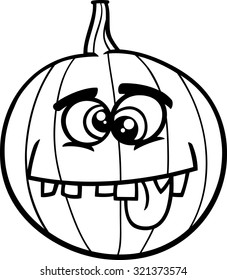 Black and White Cartoon Vector Illustration of Funny Jack Lantern Pumpkin Coloring Page