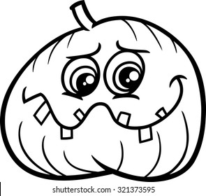 Black and White Cartoon Vector Illustration of Halloween Jack Lantern Pumpkin Coloring Page