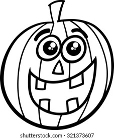 Black and White Cartoon Vector Illustration of Jack Lantern for Coloring Book