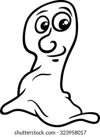 Black and White Cartoon Vector Illustration of Ghost or Phantom Halloween or Fantasy Character for Coloring Book