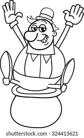 Black and White Cartoon Vector Illustration of Leprechaun with Pot of Gold on Saint Patrick Day for Coloring Book