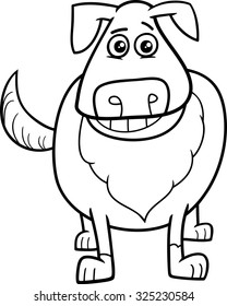 Black and White Cartoon Vector Illustration of Funny Dog Animal Character for Coloring Book