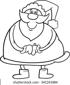 Black and White Cartoon Vector Illustration of Santa Claus Christmas Character for Coloring Book