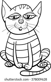 Black and White Cartoon Vector Illustration of Funny Cat Animal Character for Coloring Book