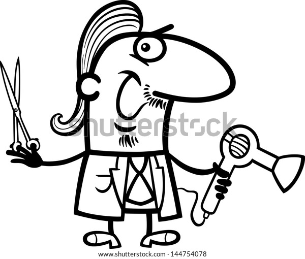 Black White Cartoon Vector Illustration Funny Stock Vector