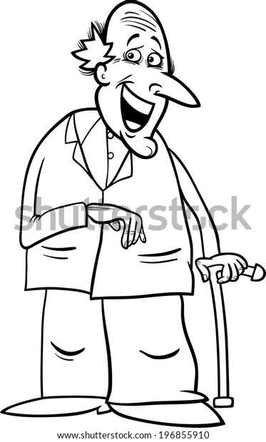 Black White Cartoon Vector Illustration Elder Stock Vector (Royalty ...