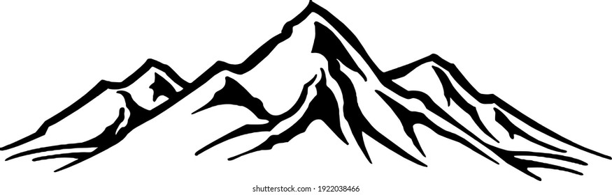 black and white cartoon vector mountain image