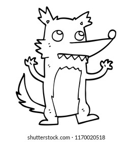 black and white cartoon wolf