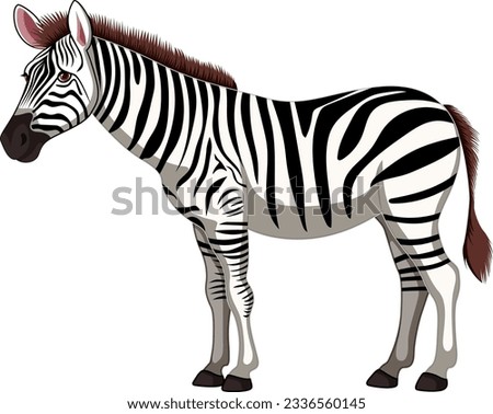 A black and white cartoon zebra isolated on a white background