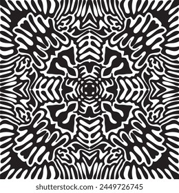 Black and white carved ornament for decoration