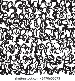 Black and white cast iron grid like ornate, curvy pattern