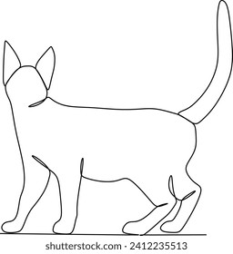 black and white cat animal continuous line illustration