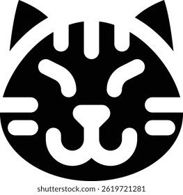 black and white cat animal glyph icon vector image illustration