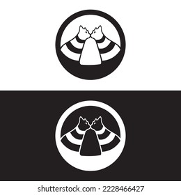 Black and white cat  animal logo design 