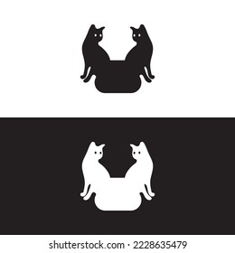 Black and white cat animal logo. icon logo.