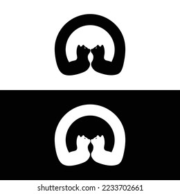 Black and white cat animal logo . icon logo 