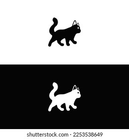 Black and white cat animal logo design . Cat icon 