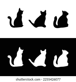 Black and white cat animal logo design . Cat icon 