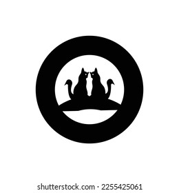 Black and white cat animal vector logo design . Cat icon 
