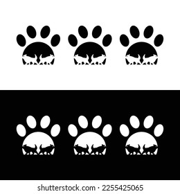 Black and white cat animal vector logo design . Cat icon 