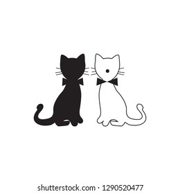 Black and white cat cartoon vector illustration