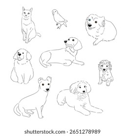 Black and White Cat Dog Illustrations