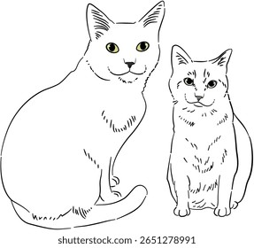 Black White Cat Dog Sketch Portrait