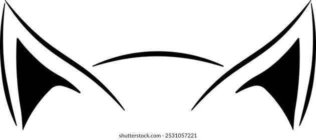 black and white cat ears without background