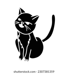 black and white cat icon. isolated on white background. vector illustration.