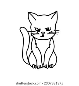 black and white cat icon. isolated on white background. vector illustration.