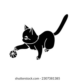 black and white cat icon. isolated on white background. vector illustration.