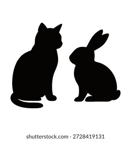 Ilustración de gato blanco y negro con lindos Elementos de diseño de gatito y mascota